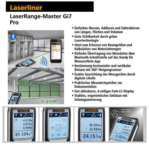 LASERLINER Range-Master Gi7 Pro - Entfernungsmesser mit grünem Laser
