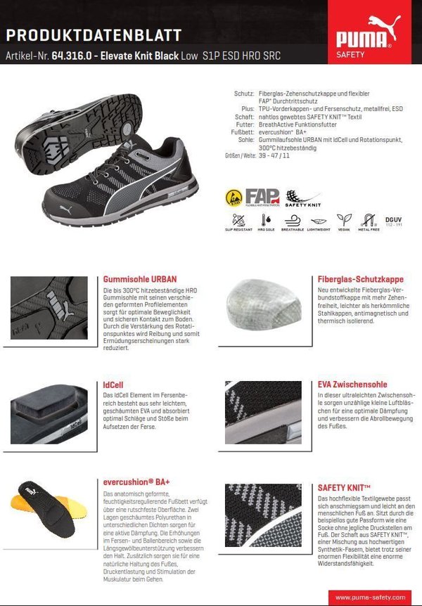 PUMA Elevate Knit Black Low S1P-ESD-HRO-SRC