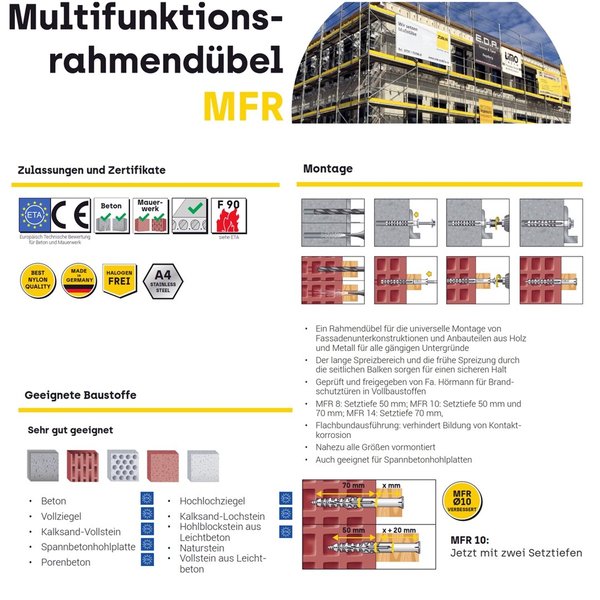 Multifunktions-Rahmendübel CELO MFR SB TX 10x200 (50 Stück)